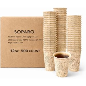 Vasos de Papel Desechables SOPARO de 16/12/20 oz, Paquete de 500 Unidades, Vasos Resistentes a Fugas para Bebidas Calientes y Servicio de Alimentos con Recubrimiento de PE - Product Image 4