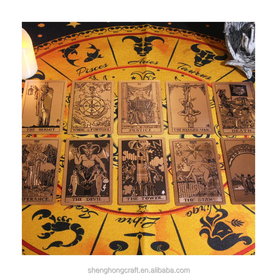 Mazzo di carte dei tarocchi personalizzato all'ingrosso con guida grande carta oracolo carte stampate sacchetto di plastica oracolo mazzo Set di carte dei tarocchi