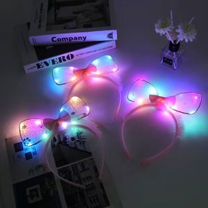 Glow Hoop per bambine copricapo incandescente fascia per orecchio per neonati accessori per capelli di compleanno natale grazioso fiocco a Led - Product Image 6