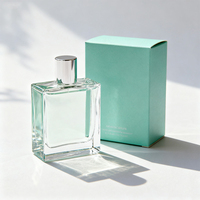 Flacon de parfum vide rectangulaire transparent sur mesure, 30 ml, 50 ml, flacon de parfum carré rechargeable en verre avec bouchon pompe pour voyage