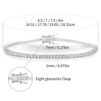 Bracelet tennis en cuivre serti de moissanite étincelante, taille brillant rond, 2 mm, zircon, chaîne tennis effet cristal de glace pour femme