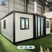 Maisonnette modulaire préfabriquée à assemblage rapide, conteneur extensible de 20 pieds, maisonnette pliable, villa portable pour projet de glamping