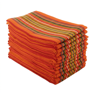 Serviettes de cuisine en coton rayées, rectangulaires, tissées, lavables en machine, motif multicolore orange - Product Image 1