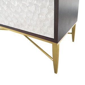 Armadio Da <span class=keywords><strong>Cucina</strong></span> moderna di Disegno Intarsiato Guscio di Colore Bianco con Gambe In Acciaio Inox Armadio - Product Image 4