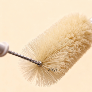 Brosse de nettoyage de bouteilles à col étroit et à long manche avec logo personnalisé Outil de récurage en poils de sanglier pour les bocaux de fermentation de vin et de bière en verre - Product Image 3