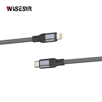 Câble de données WISESIR Type C vers USB-C en alliage d'aluminium avec double port 3A, charge rapide 27W 3.0 PD pour appareil photo