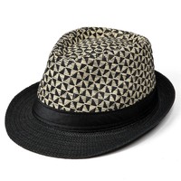 Chapeau Fedora d'été en paille ajourée pour hommes, à bord court, style Trilby, avec bande décorative, vente en gros