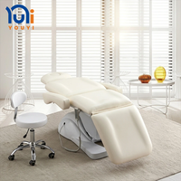 Lit de beauté électrique de luxe pour esthéticienne, avec base en plastique courbée, pour soins du visage, cils et massage en spa