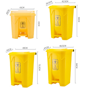 Medical Waste <b>Bin</b> Foot Operated Yellow <b>Plastic</b> Rectangular With <b>Lid</b> Large Size Indoor Use - Product Image 1