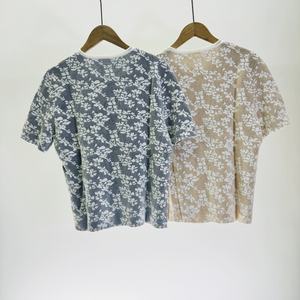 Designer Clothes Famous Brands Femmes Simple Shoulder T-Shirt Short Sleeve Royal Sister Style Flower Knitted Sweater - Product Image 2