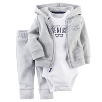 Vêtements pour enfants en gros : Ensemble 3 pièces en coton à capuche et manches longues pour garçons et filles (veste, barboteuse, pantalon) – Tenues pour bébés