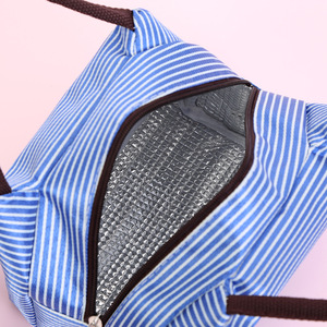 Bolsa Bento a rayas, bolsa de almuerzo de tela Oxford aislada, uso diario - Product Image 5