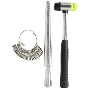 Ring Sizer Set Stainless Steel <b>Measuring</b> <b>Tool</b> With Ring <b>Gauge</b> And Rubber Mallet For Ring Making Jewelry Craft - Product Image 1