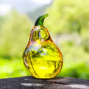 Crystal Pear Figurines Glass Fruit Collectibles Home Decors Ornament Decoration