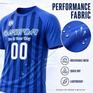 Jersey Sepak Bola Custom Heat Transfer, Kaos Bola dengan Panel Mesh, Versi Pemain, Cepat Kering, OEM Grosir, Logo, Nama, Nomor untuk Klub - Product Image 4