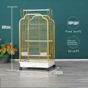 <span class=keywords><strong>Cage</strong></span> à oiseaux en or de luxe avec roulettes, grande <span class=keywords><strong>cage</strong></span> à perroquet pour décoration intérieure, <span class=keywords><strong>style</strong></span> européen, maison pour animaux de compagnie - Product Image 2