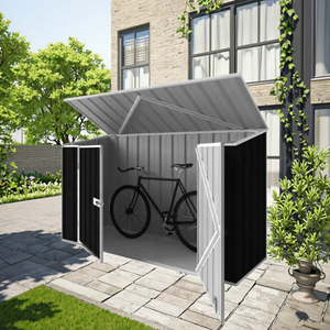 Abri <span class=keywords><strong>de</strong></span> <span class=keywords><strong>jardin</strong></span> et <span class=keywords><strong>armoire</strong></span> en résine résistante aux intempéries - Conception à double <span class=keywords><strong>porte</strong></span> verrouillable pour outils <span class=keywords><strong>de</strong></span> <span class=keywords><strong>jardin</strong></span>, vélos et accessoires <span class=keywords><strong>de</strong></span> <span class=keywords><strong>jardin</strong></span> - Product Image 3
