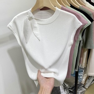 Strappy Round Neck Short <strong>Sleeve</strong> Knit T-Shirt for Women 2026 Summer New Slim Fit Versatile Small <strong>Flutter</strong> <strong>Sleeve</strong> <strong>Top</strong> - Product Image 2