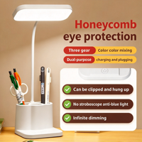 Lampe de lecture LED multifonctionnelle et flexible avec porte-stylo, rechargeable, à commande tactile, protection des yeux, pour chambre et bureau