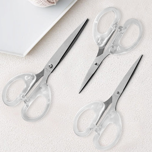Transparent Stainless Steel Scissors 12cm Straight Blade Office Paper Cutting Multi Functional Portable Small Medium Large Size - Product Image 3