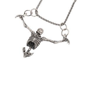 Collier pendentif squelette en acier inoxydable unisexe, longue chaîne, bijoux de mode pour soirée - Product Image 5