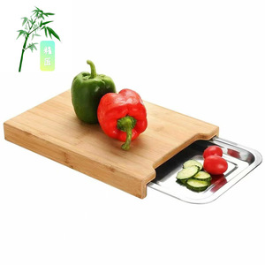 <b>Bamboo</b> Cutting Board With Storage Tray Rectangle Kitchen Chopping Block For Food Prep - Product Image 5