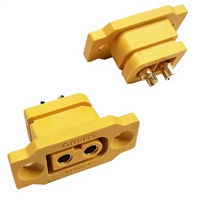Connecteur femelle Amass XT60E-F à montage sur panneau avec support fixe, prise d'alimentation plaquée or pour avions et drones, service OEM direct usine