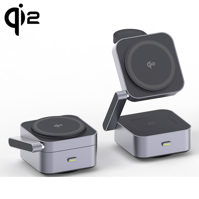 25W Qi2.2 Electric Vacuum Wireless Charger Station 3-in-1 with OTP & OVP Protection PD 3.0 Function
