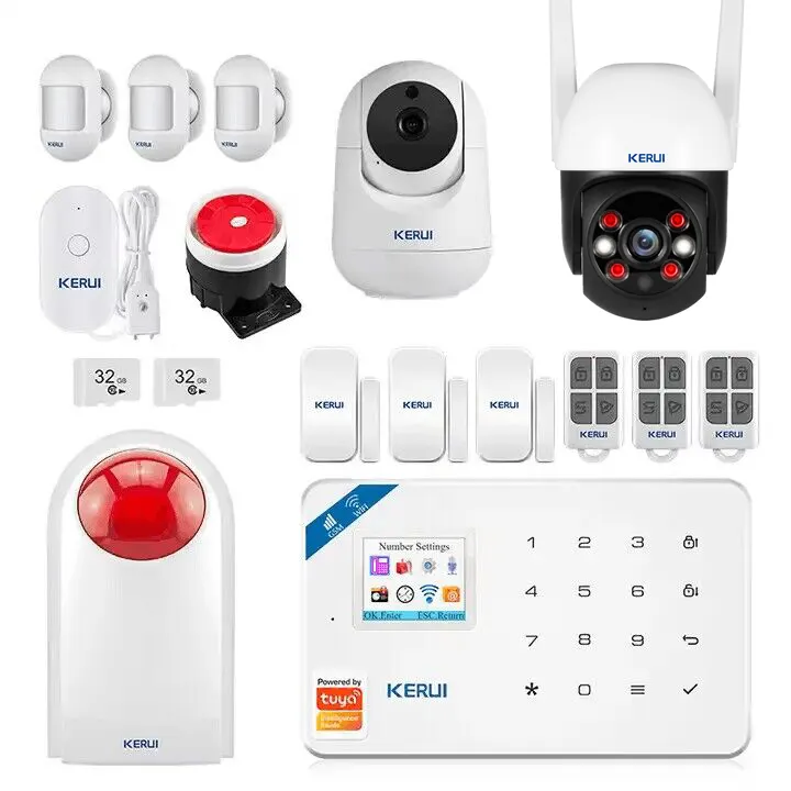 KERUI W181 Tuya Smart Alarm System With IP Indoor Cameras Wireless WIFI/GSM Home Security Systems Alarm With Sensors Remotes