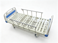 Lit d'hôpital à double manivelle avec sommier à lattes, revêtement en poudre antibactérien, table de lit optionnelle pour les salles de patients