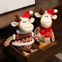 Boneka Jerapah Natal dengan Topi Santa, Mainan Jerapah Plush Lembut untuk Anak-anak dan Dewasa, Hadiah Natal yang Meriah