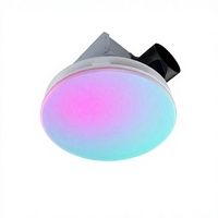 Ventilateur d'extraction électrique multifonctionnel en plastique pour salle de bain, à fixation au plafond, avec lumière RGB, capteur d'humidité, 2 vitesses, silencieux 46 dB