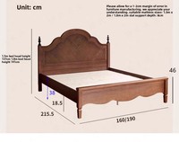 Cadre de lit traditionnel en bois massif, sculpté en chevron, en noyer et chêne, taille Queen et King, personnalisable, OEM