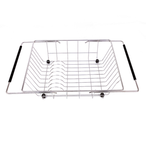 Expandable over the sink dish drying rack sink drain storage basket kitchen stainless steel dish drainer rack