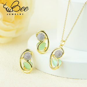 Fashion 14K Gold Plated Crystal Women Jewelry <b>Set</b> Irregular Exquisite Necklace Earrings <b>Set</b> For Anniversary Party - Product Image 2