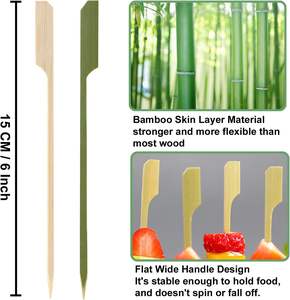 Brochettes jetables écologiques en bambou pour Yakitori, Shish Taouk, <span class=keywords><strong>Brochette</strong></span>, Pinchos - Saint-Valentin, Remise de diplôme, Noël - Product Image 3