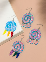 Vente en gros Boucle géométrique de conque créative Gland goutte d'eau Boucles d'oreilles en acrylique découpées au laser avec foudre colorée pour femmes et filles