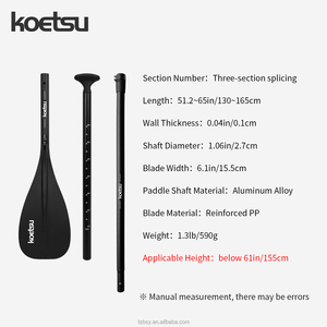 Mái chèo bằng nhôm có thể điều chỉnh koetsu-Hoàn hảo cho <span class=keywords><strong>sup</strong></span>, ván lướt sóng và thuyền Kayak, thích hợp cho người dùng dưới 61inch cm, màu đen - Product Image 5