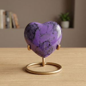 Purple Heart <b>Keepsake</b> Urn Stand Memorial <b>Ashes</b> Holder Engraved Metal Display Remembrance Decor - Indian Home Crafts - Product Image 4