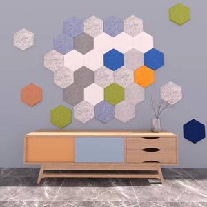 Décorations murales hexagonales auto-adhésives modernes Panneaux acoustiques de conception graphique de modèle 3D pour bureau ou <span class=keywords><strong>studio</strong></span> à domicile - Product Image 4