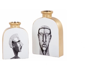 <span class=keywords><strong>Vaso</strong></span> da fiori moderno <span class=keywords><strong>in</strong></span> ceramica bianca con <span class=keywords><strong>testa</strong></span> di ritratto <span class=keywords><strong>in</strong></span> argento dorato di lusso nordico moderno - Product Image 2