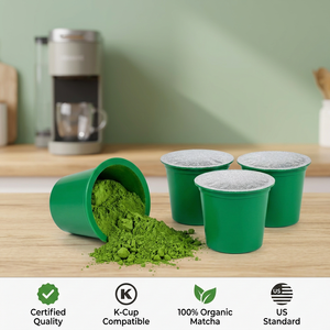 Vente en gros de dosettes de matcha bio compatibles avec les machines Keurig, personnalisation de la marque et emballage OEM disponibles - Product Image 1