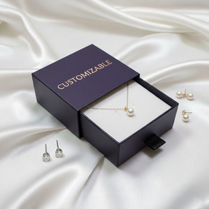 Boîte de rangement en cuir pour boucles d'oreilles, design carré luxueux, emballage mystère noir piano, petit et grand tiroir, emballage gratuit - Product Image 3