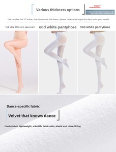 60 डी/90 डी लुगम्य खोखले खोखले-बाहर गैर-पर्ची मखमली टाइट्स, त्वचा सफेद लड़कियों के बैले खिंचाव स्टॉकिंग बच्चों पतली ठोस नृत्य मोजे - Product Image 5