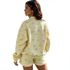 Sweat-shirt basique pour femme, col rond uni, en molleton, décontracté, ample, avec boutons, vêtements de mode d'été - Product Image 2