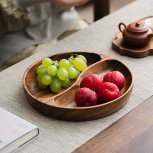 Round Divided Wooden Serving <b>Tray</b> With 5 Compartments For Spices And <b>Snacks</b> Household Use - Product Image 3