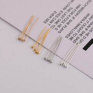 Aiguilles à tête ronde en cuivre plaqué or et argent pour la fabrication de boucles d'oreilles, accessoires de bijouterie 77019 - Product Image 2