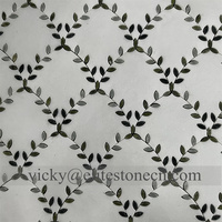 Mosaïque de pierre en marbre de forme de feuille de Thassos, nouvelle conception personnalisée, jet d'eau, pour la décoration murale, salle de bain, crédence de cuisine