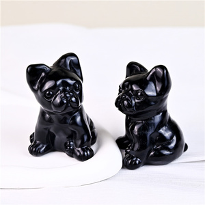 Kindfull Vente en gros de haute qualité obsidienne polie bouledogue <span class=keywords><strong>français</strong></span> cristal naturel pour la décoration intérieure thème de l'amour de guérison - Product Image 3