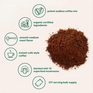 Café Instantáneo Orgánico en Polvo con 10 Tipos de Hongos, 28 Onzas (317 Porciones), con Melena de León, Chaga, Reishi y Más, Mejora la Inmunidad - Product Image 3